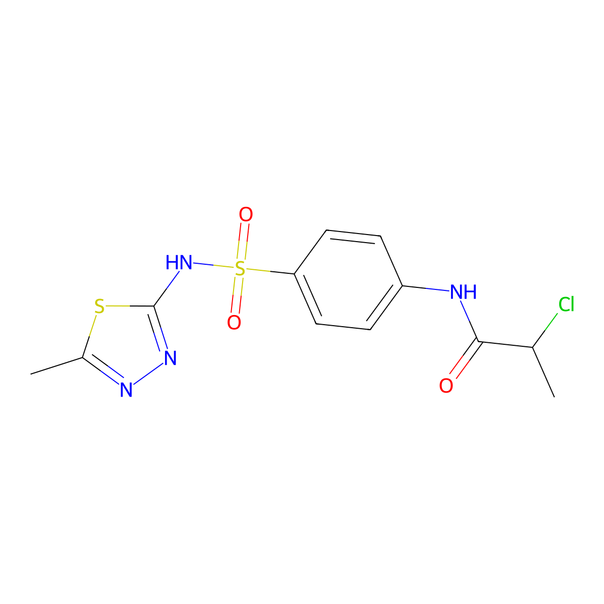 2-Chloro-N-(4-{[(5-methyl-1,3,4-thiadiazol-2-yl)amino]sulfonyl}phenyl)propanamide molecular structure, CAS 1365962-50-0