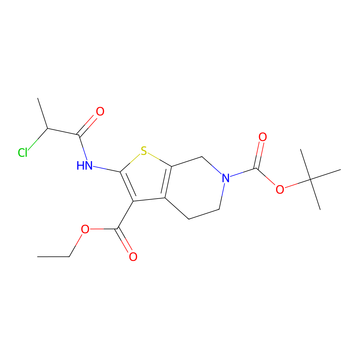 6-tert-Butyl 3-ethyl 2-[(2-chloropropanoyl)amino]-4,7-dihydrothieno[2,3-c]pyridine-3,6(5H)-dicarboxylate molecular structure, CAS 1365962-57-7
