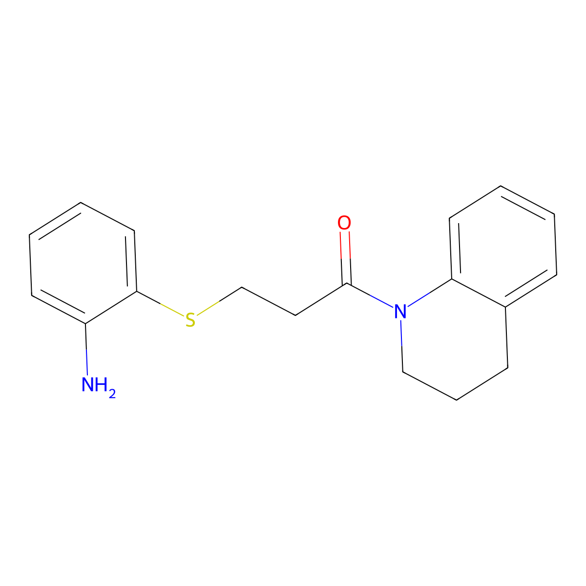(2-{[3-(3,4-Dihydroquinolin-1(2H)-yl)-3-oxopropyl]thio}phenyl)amine molecular structure, CAS 1365963-48-9