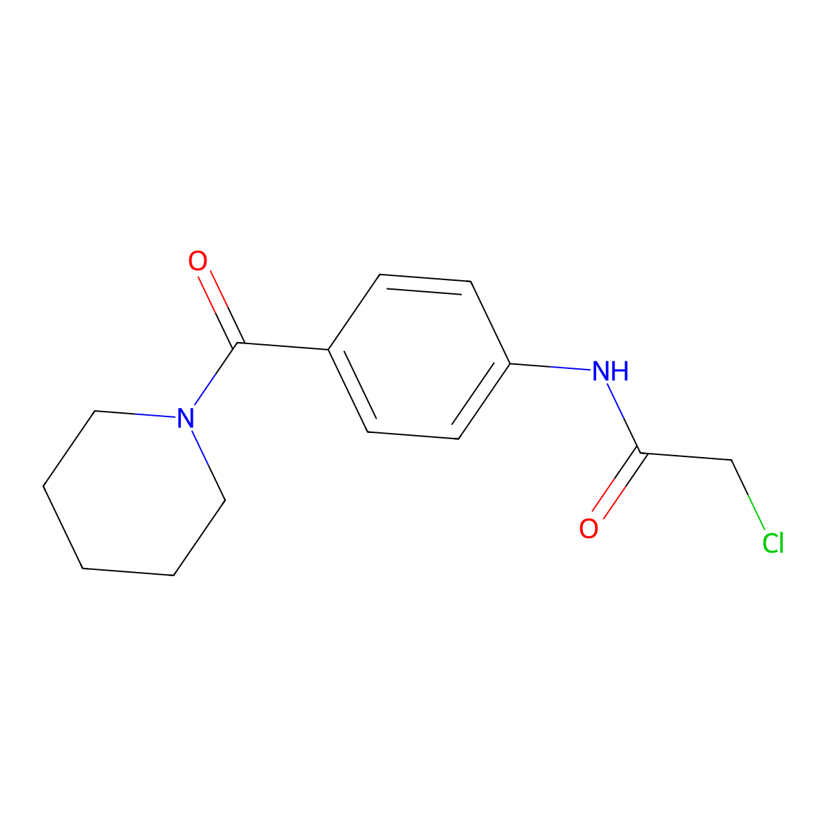 2-chloro-N-[4-(piperidin-1-ylcarbonyl)phenyl]acetamide molecular structure, CAS 1365963-49-0