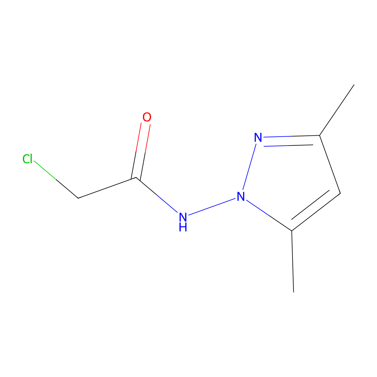 2-Chloro-N-(3,5-dimethyl-1H-pyrazol-1-yl)acetamide molecular structure, CAS 1365963-59-2