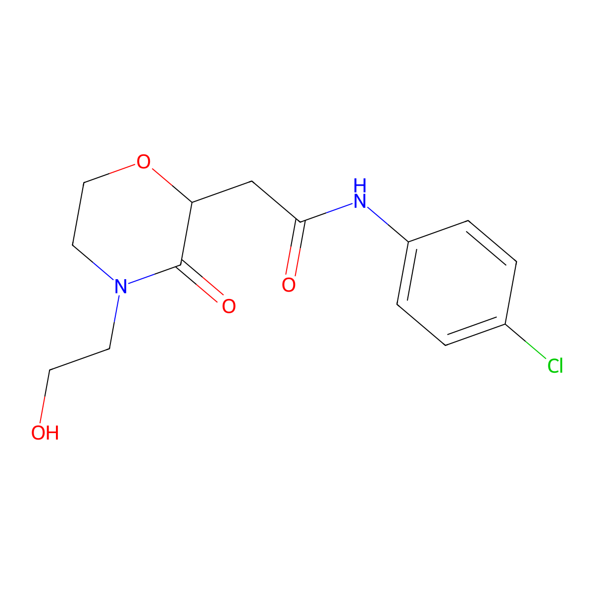 N-(4-Chlorophenyl)-2-[4-(2-hydroxyethyl)-3-oxomorpholin-2-yl]acetamide molecular structure, CAS 1365963-83-2