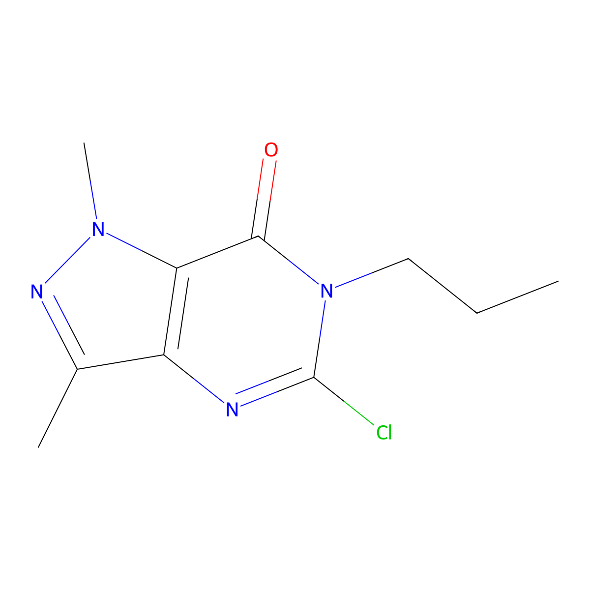 5-Chloro-1,3-dimethyl-6-propyl-1,6-dihydro-7H-pyrazolo[4,3-d]pyrimidin-7-one molecular structure, CAS 1365964-11-9