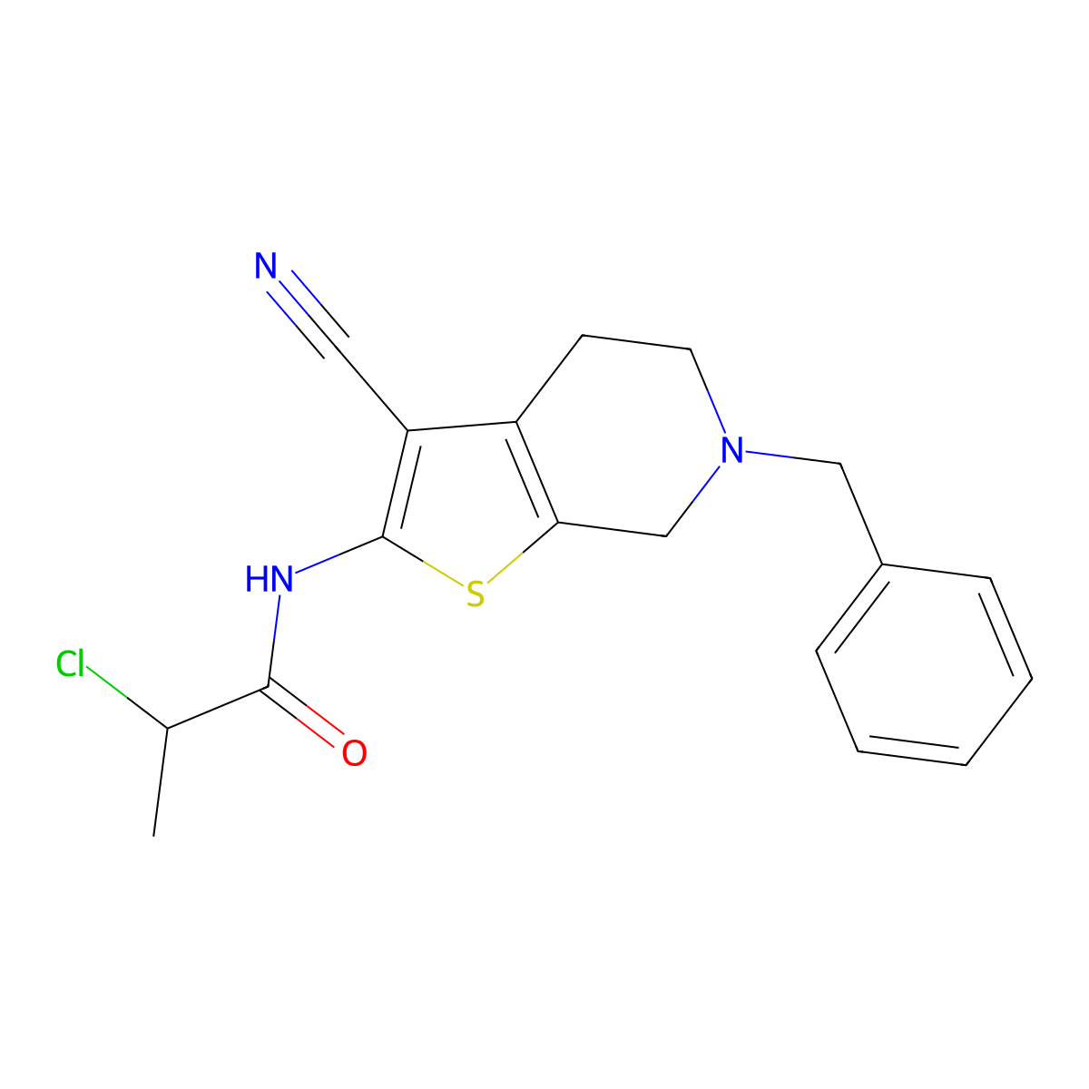 N-(6-Benzyl-3-cyano-4,5,6,7-tetrahydrothieno-[2,3-c]pyridin-2-yl)-2-chloropropanamide molecular structure, CAS 1365964-20-0