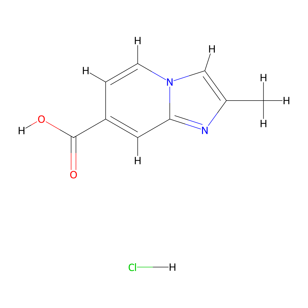 2-Methylimidazo[1,2-a]pyridine-7-carboxylic acid hydrochloride molecular structure, CAS 1365964-78-8