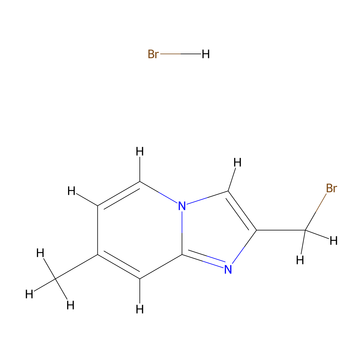 2-(Bromomethyl)-7-methylimidazo[1,2-a]pyridine hydrobromide molecular structure, CAS 1365965-09-8