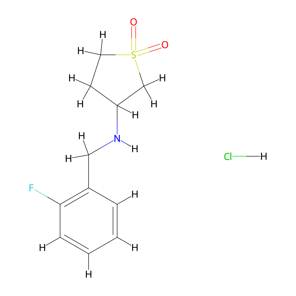 3-{[(2-Fluorophenyl)methyl]amino}-1$l^{6}-thiolane-1,1-dione hydrochloride molecular structure, CAS 1365965-61-2