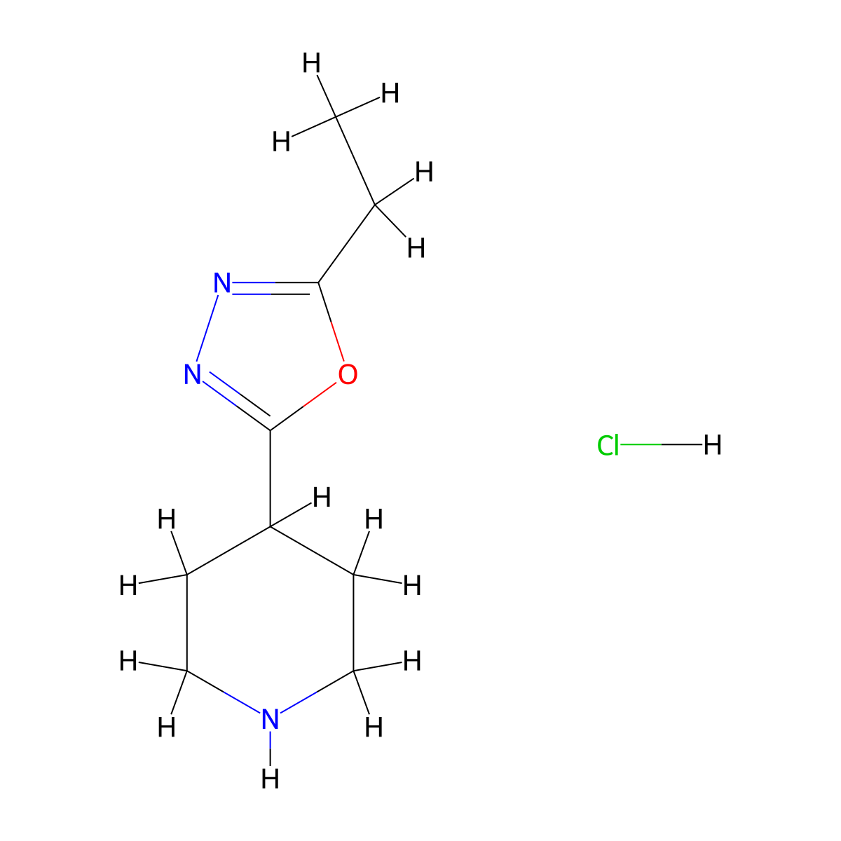 4-(5-Ethyl-1,3,4-oxadiazol-2-yl)piperidine hydrochloride molecular structure, CAS 1365965-90-7