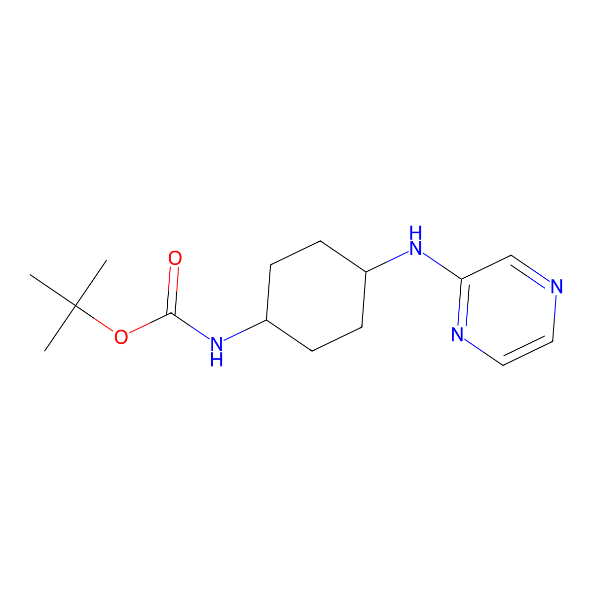 (1R*,4R*)-tert-Butyl N-[4-(pyrazin-2-ylamino)cyclohexyl]carbamate molecular structure, CAS 1365968-46-2
