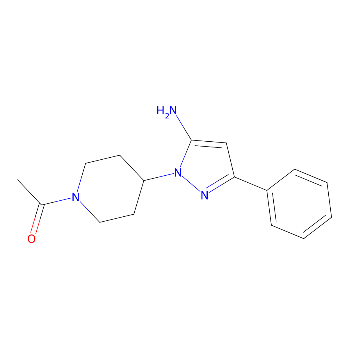 1-[4-(5-Amino-3-phenyl-1H-pyrazol-1-yl)piperidin-1-yl]ethan-1-one molecular structure, CAS 1365968-54-2