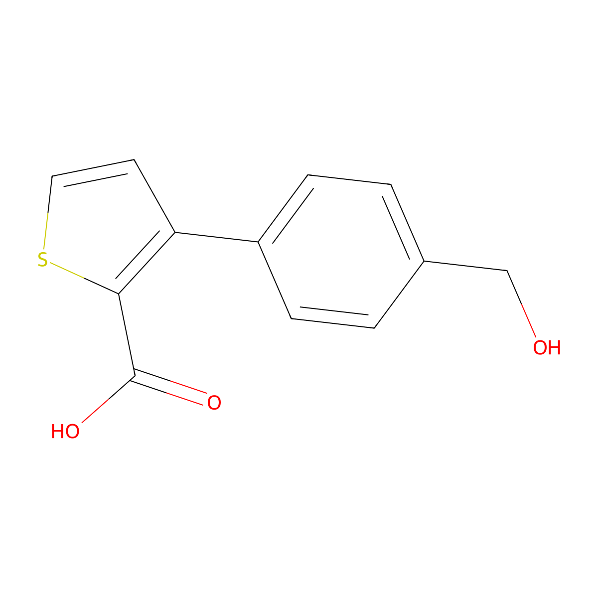 3-(4-Hydroxymethylphenyl)thiophene-2-carboxylic acid molecular structure, CAS 1365968-90-6