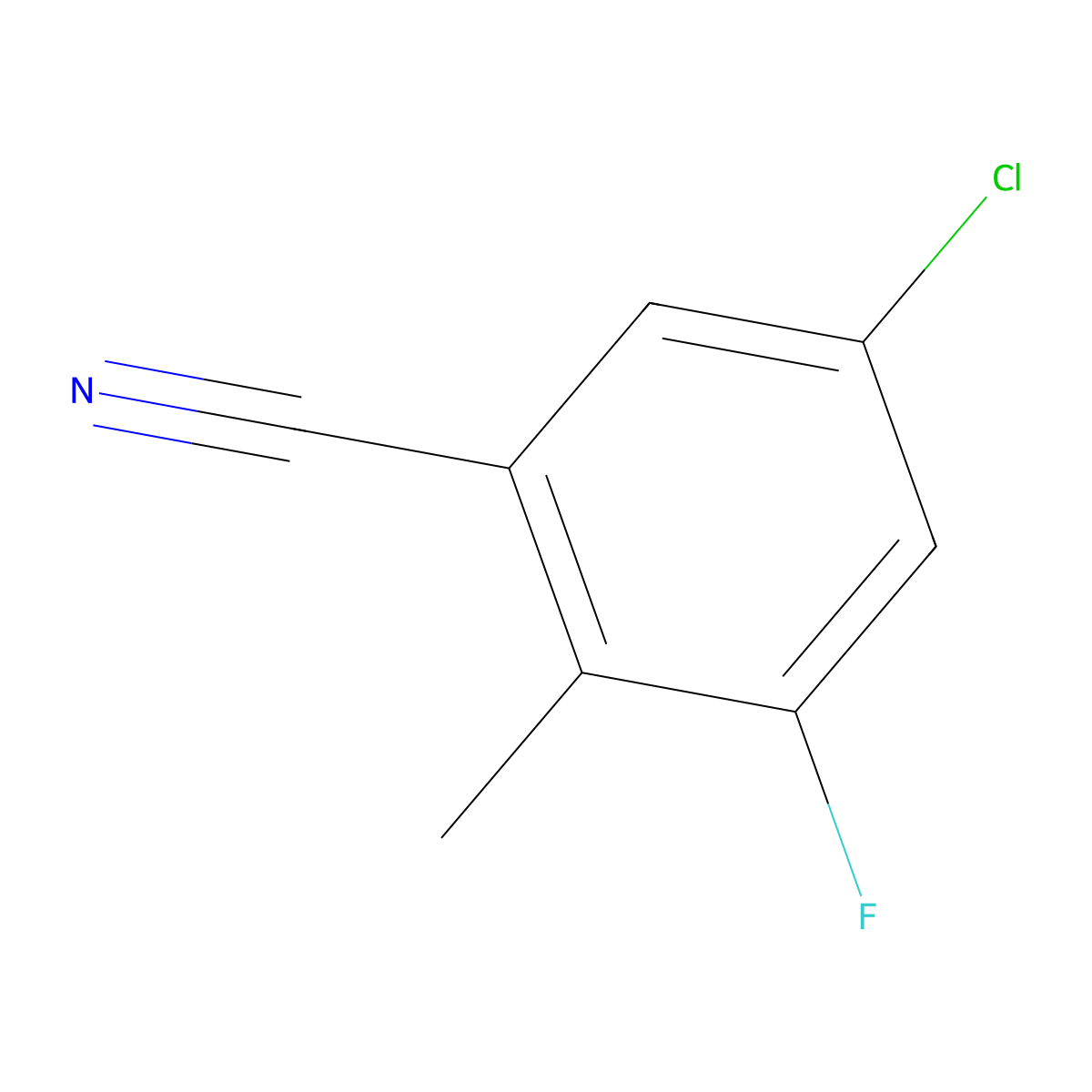 5-Chloro-3-fluoro-2-methylbenzonitrile molecular structure, CAS 1365969-38-5
