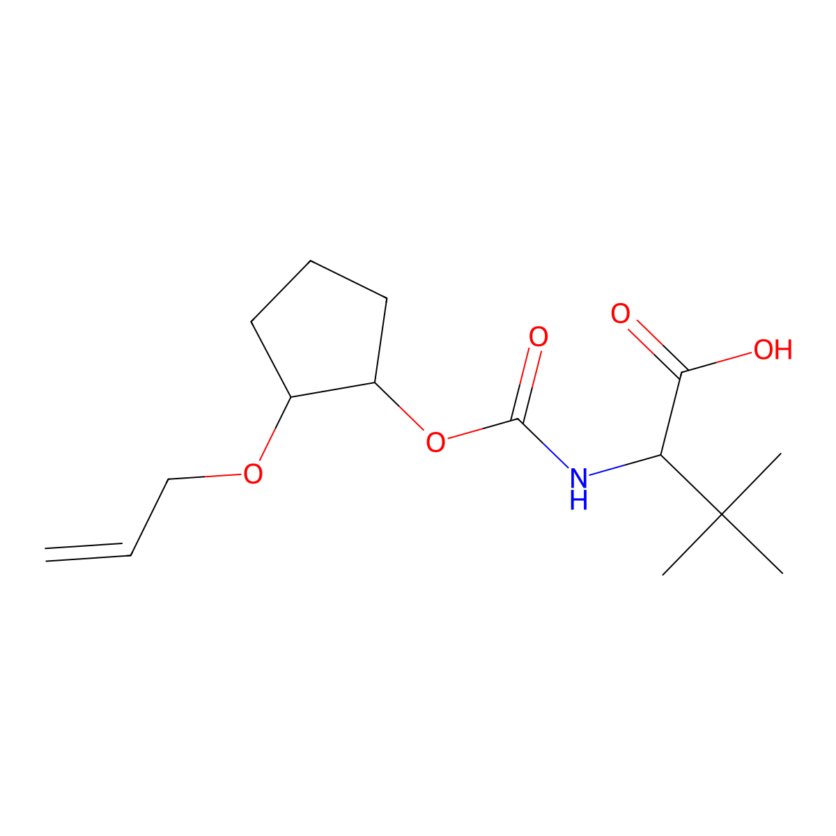 (S)-2-(((((1R,2R)-2-(allyloxy)cyclopentyl)oxy)carbonyl)amino)-3,3-dimethylbutanoic acid molecular structure, CAS 1365970-45-1