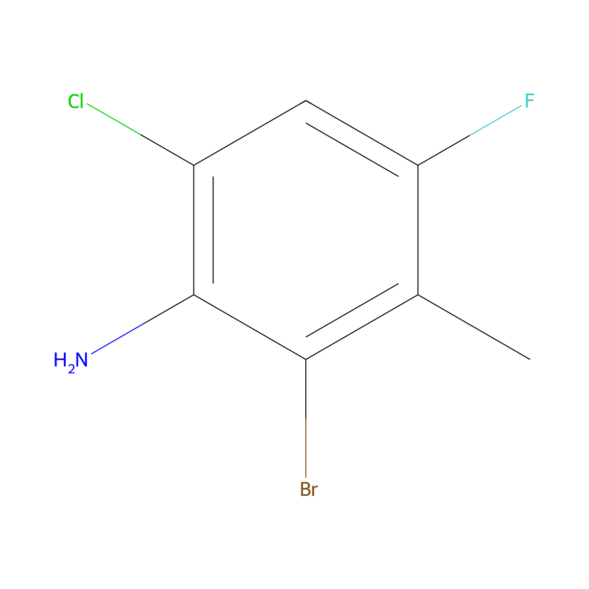 2-Bromo-6-chloro-4-fluoro-3-methylaniline molecular structure, CAS 1365988-12-0
