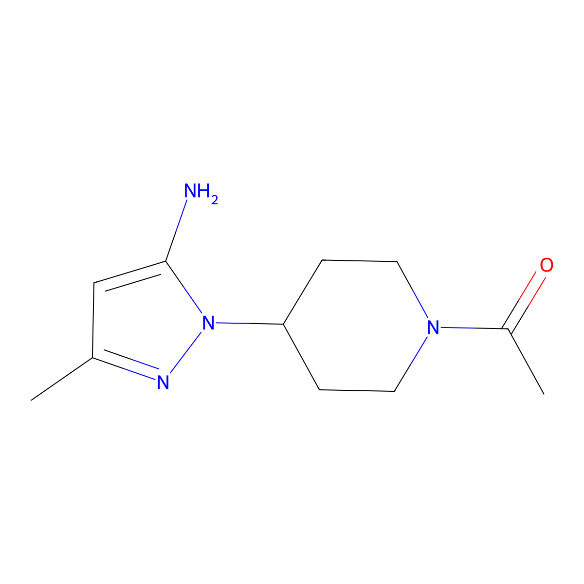 1-[4-(5-Amino-3-methyl-1H-pyrazol-1-yl)piperidin-1-yl]ethan-1-one molecular structure, CAS 1365988-13-1