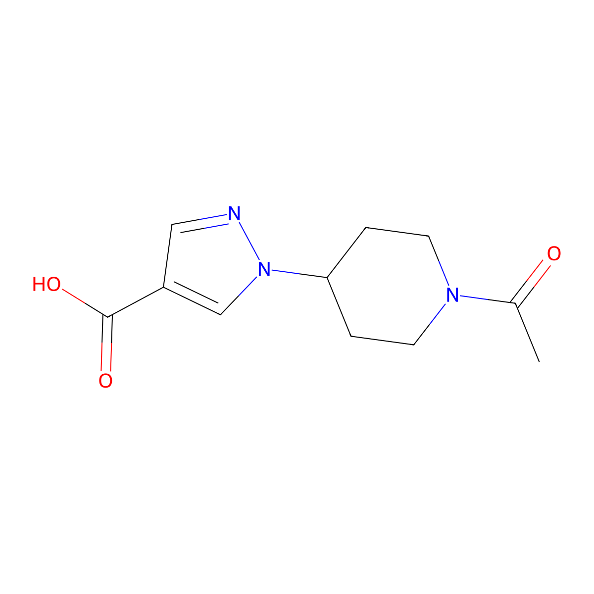 1-(1-Acetylpiperidin-4-yl)-1H-pyrazole-4-carboxylic acid molecular structure, CAS 1365988-19-7
