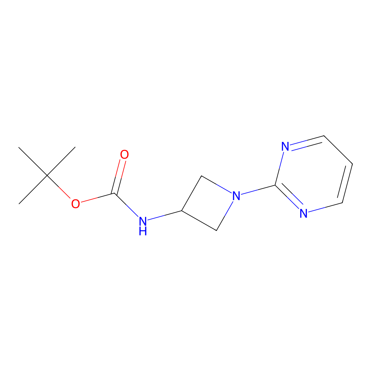 tert-Butyl N-[1-(pyrimidin-2-yl)azetidin-3-yl]carbamate molecular structure, CAS 1365988-30-2