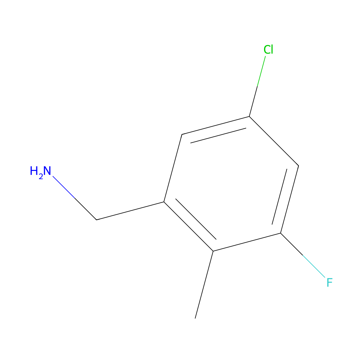 (5-Chloro-3-fluoro-2-methylphenyl)methanamine molecular structure, CAS 1365988-33-5