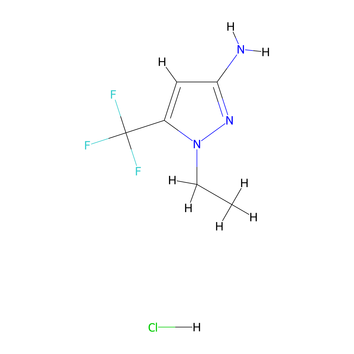 1-Ethyl-5-(trifluoromethyl)-1H-pyrazol-3-amine hydrochloride molecular structure, CAS 1365988-40-4