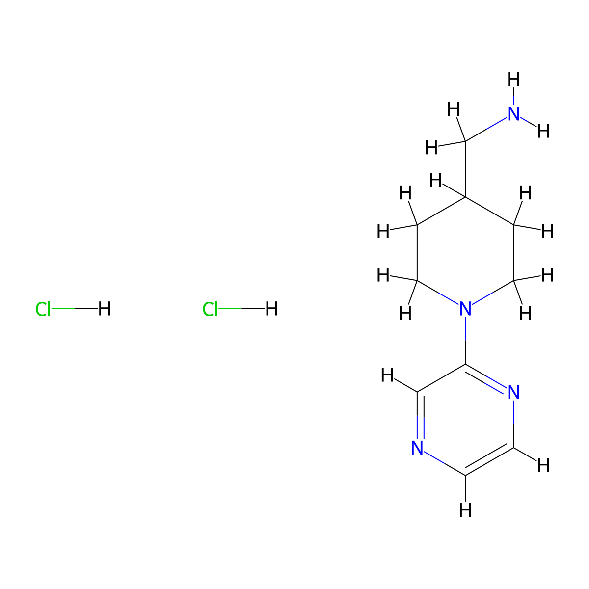[1-(Pyrazin-2-yl)piperidin-4-yl]methanamine dihydrochloride molecular structure, CAS 1365988-46-0