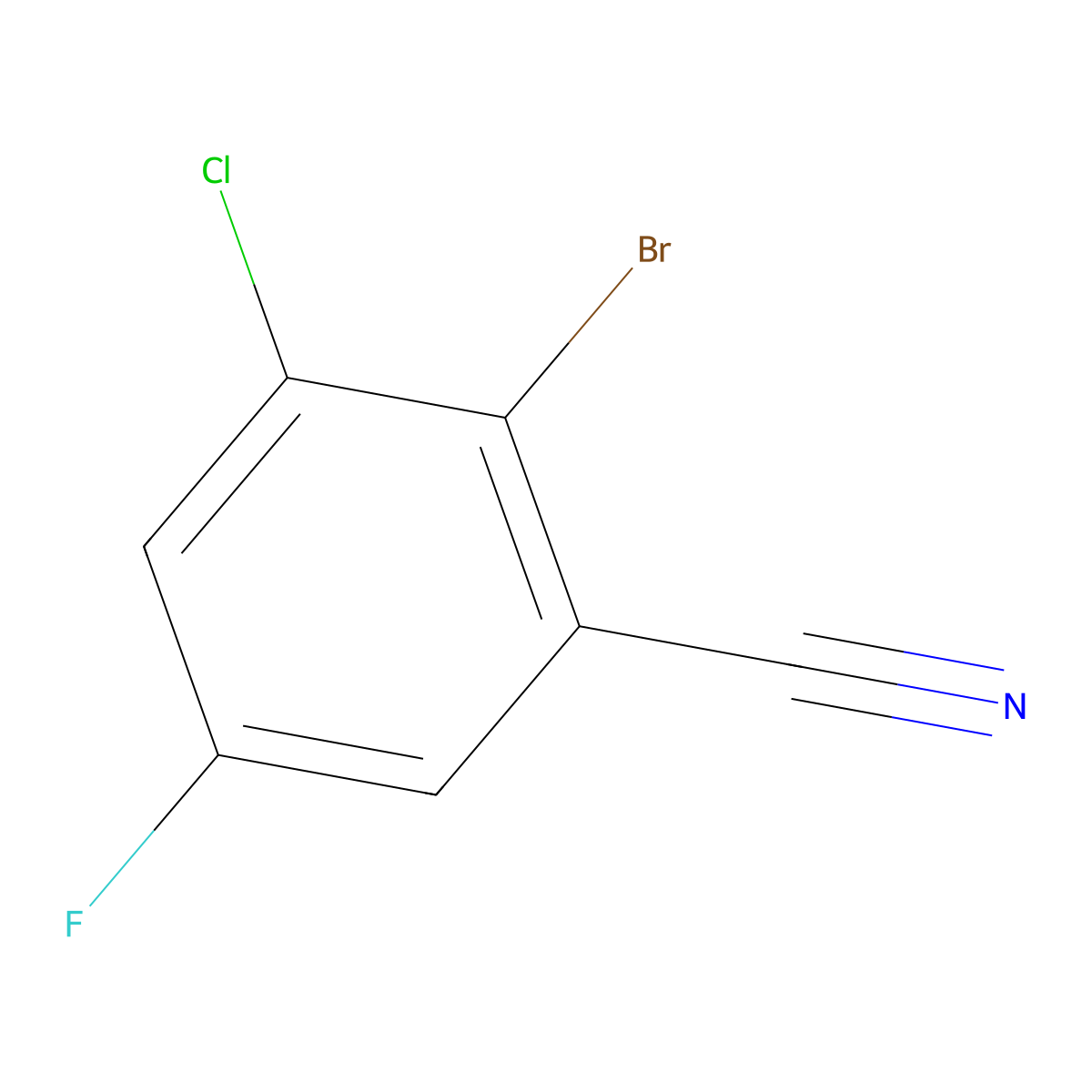 2-Bromo-3-chloro-5-fluorobenzonitrile molecular structure, CAS 1365993-26-5