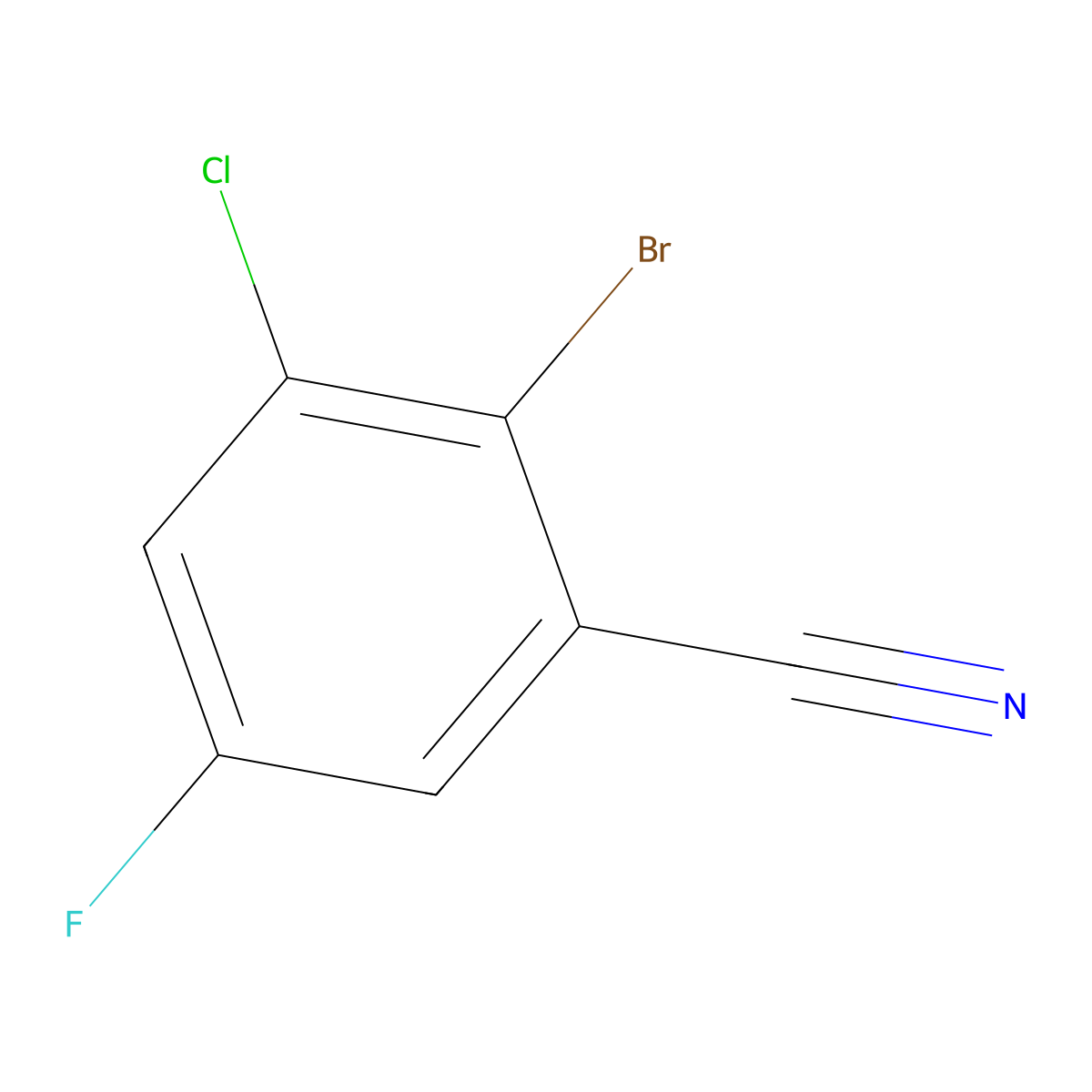 2-Bromo-3-chloro-5-fluorobenzonitrile molecular structure, CAS 1365993-26-5