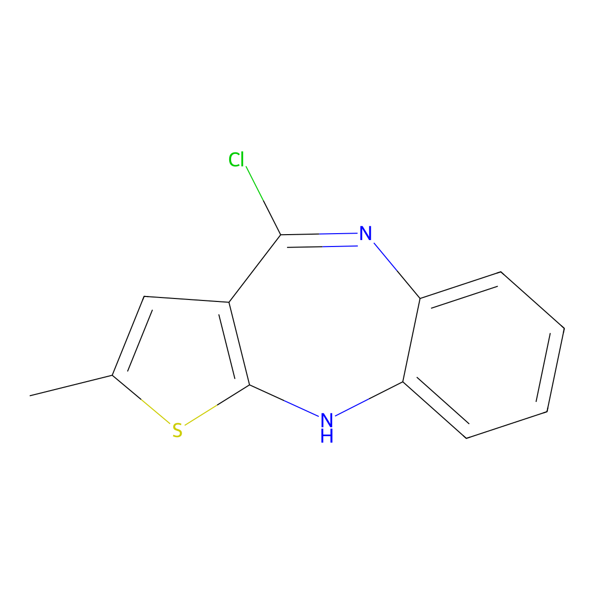 4-Chloro-2-methyl-10H-benzo[b]thieno[2,3-e][1,4]diazepine molecular structure, CAS 1366003-67-9