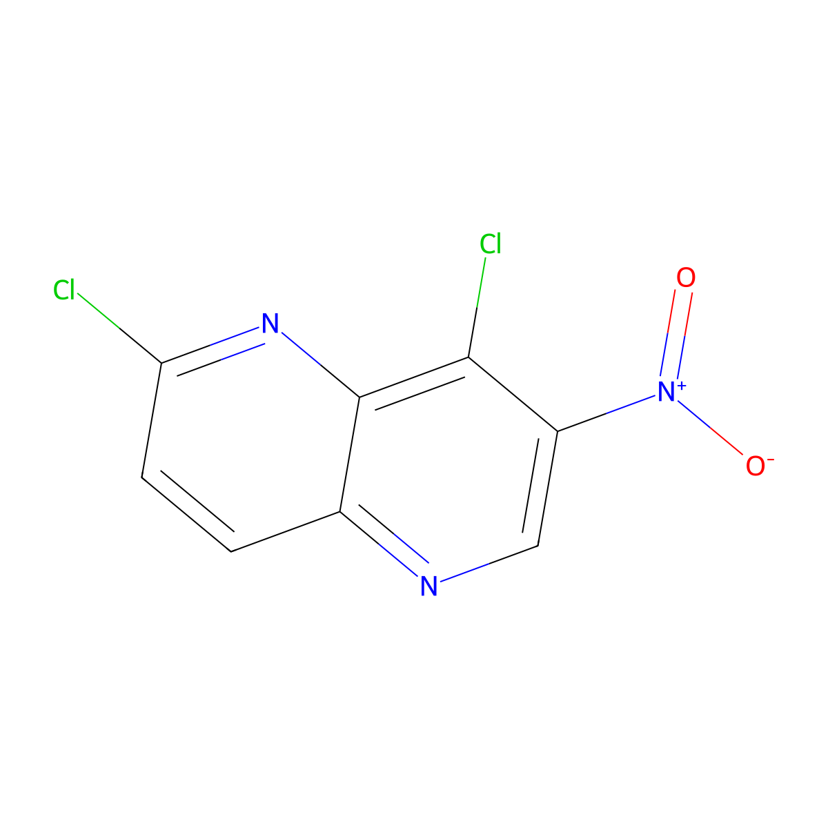 2,8-Dichloro-7-nitro-1,5-naphthyridine molecular structure, CAS 1366050-48-7