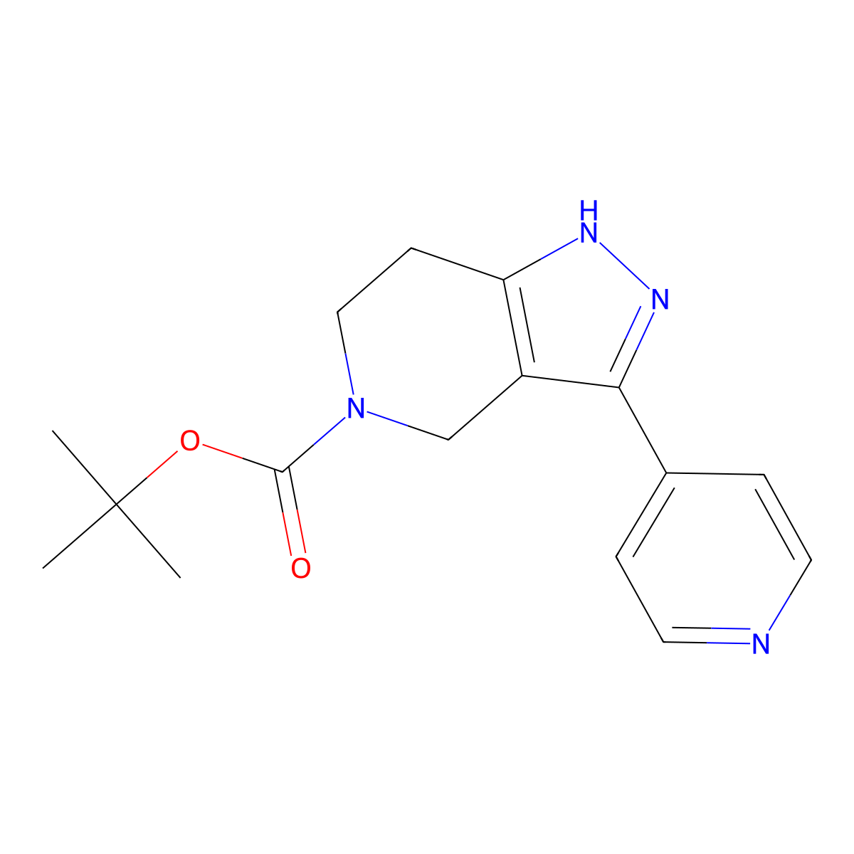 tert-butyl 3-(pyridin-4-yl)-2H,4H,5H,6H,7H-pyrazolo[4,3-c]pyridine-5-carboxylate molecular structure, CAS 1366053-12-4