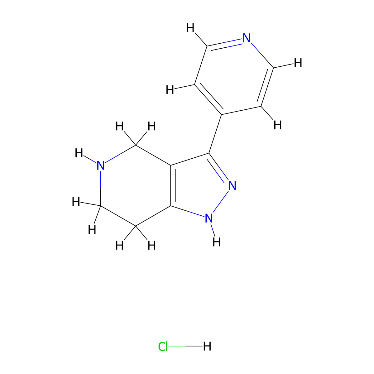 3-(pyridin-4-yl)-4,5,6,7-tetrahydro-1H-pyrazolo[4,3-c]pyridine hydrochloride molecular structure, CAS 1366053-13-5