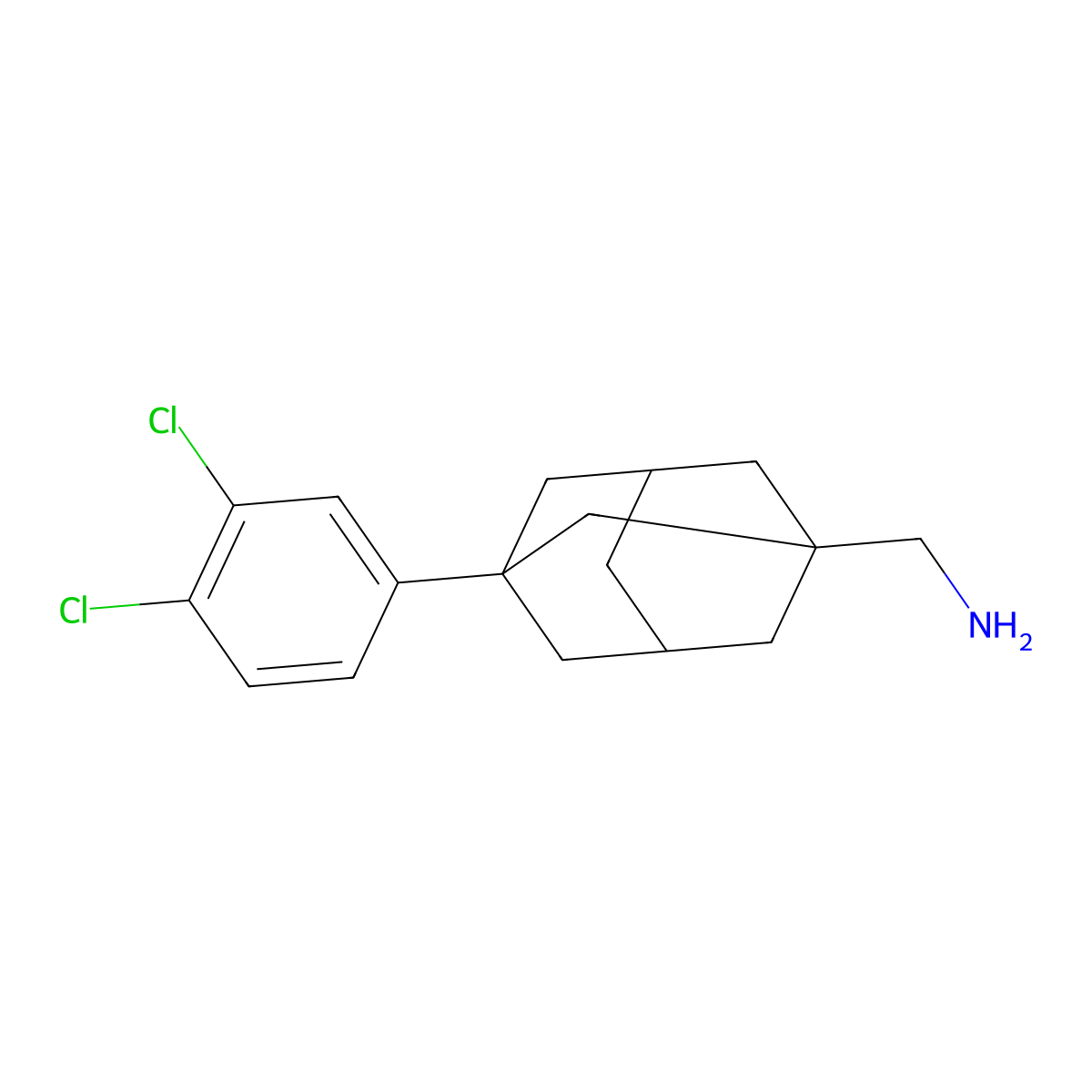 [3-(3,4-Dichlorophenyl)-1-adamantyl]methylamine molecular structure, CAS 136611-66-0