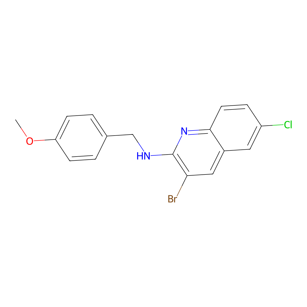 3-bromo-6-chloro-N-(4-methoxybenzyl)quinolin-2-amine molecular structure, CAS 1366131-27-2