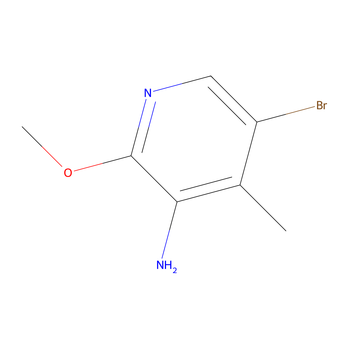 5-Bromo-2-methoxy-4-methylpyridin-3-amine molecular structure, CAS 1366131-38-5
