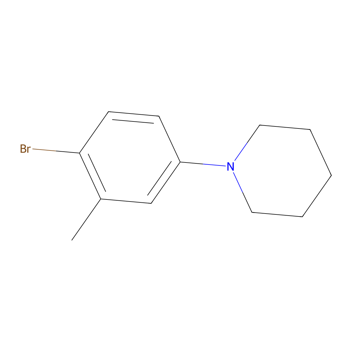 1-(4-Bromo-3-methylphenyl)piperidine molecular structure, CAS 1366131-46-5