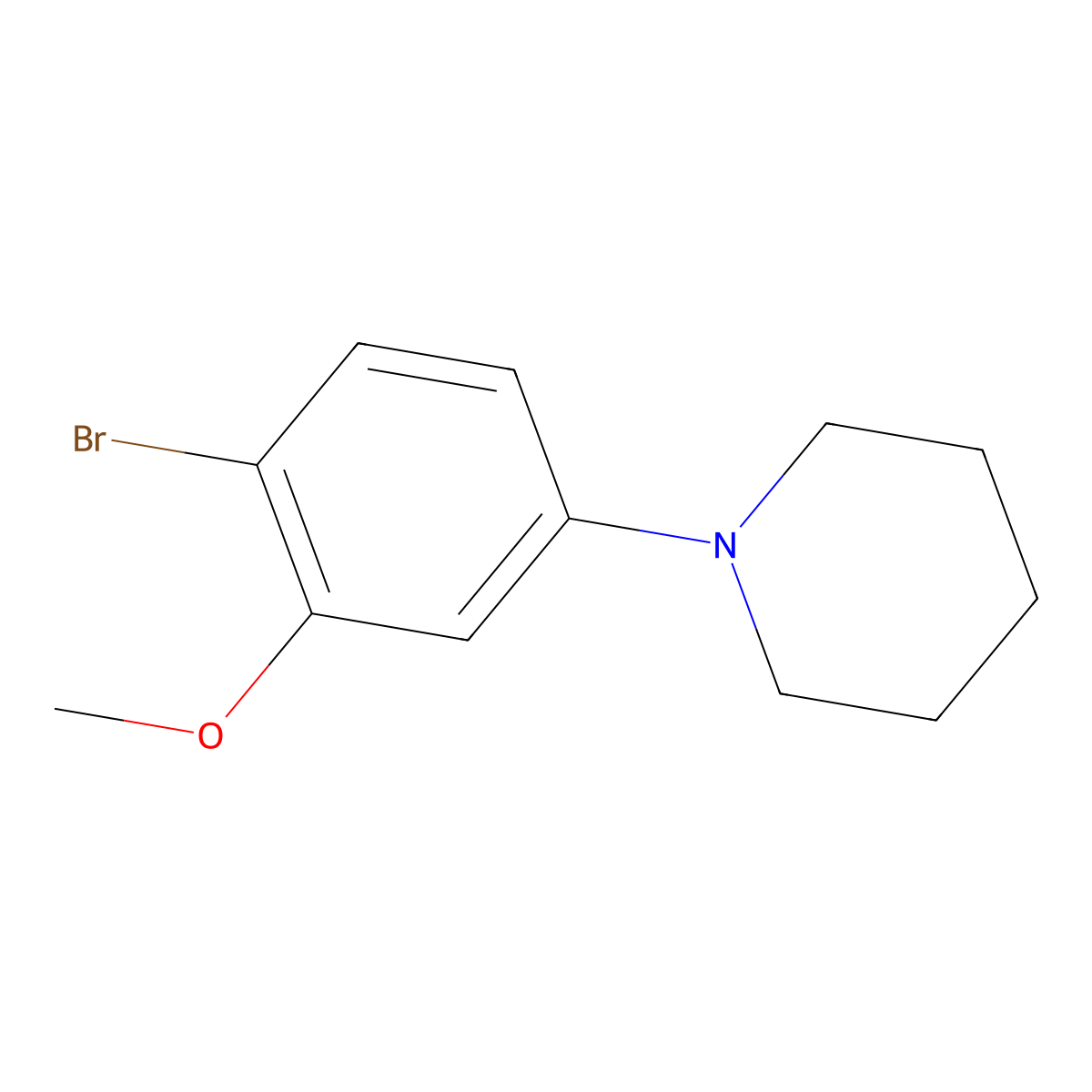 1-(4-Bromo-3-methoxyphenyl)piperidine molecular structure, CAS 1366131-47-6