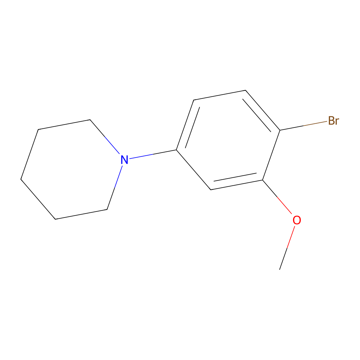 1-(4-Bromo-3-methoxyphenyl)piperidine molecular structure, CAS 1366131-47-6