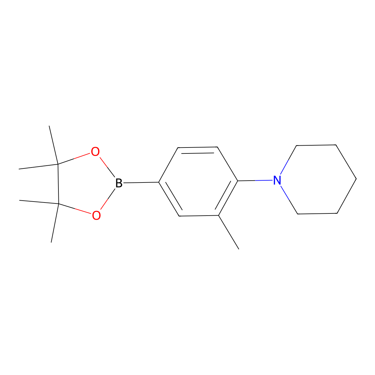 3-Methyl-4-(piperidin-1-yl)phenylboronic acid pinacol ester molecular structure, CAS 1366131-49-8
