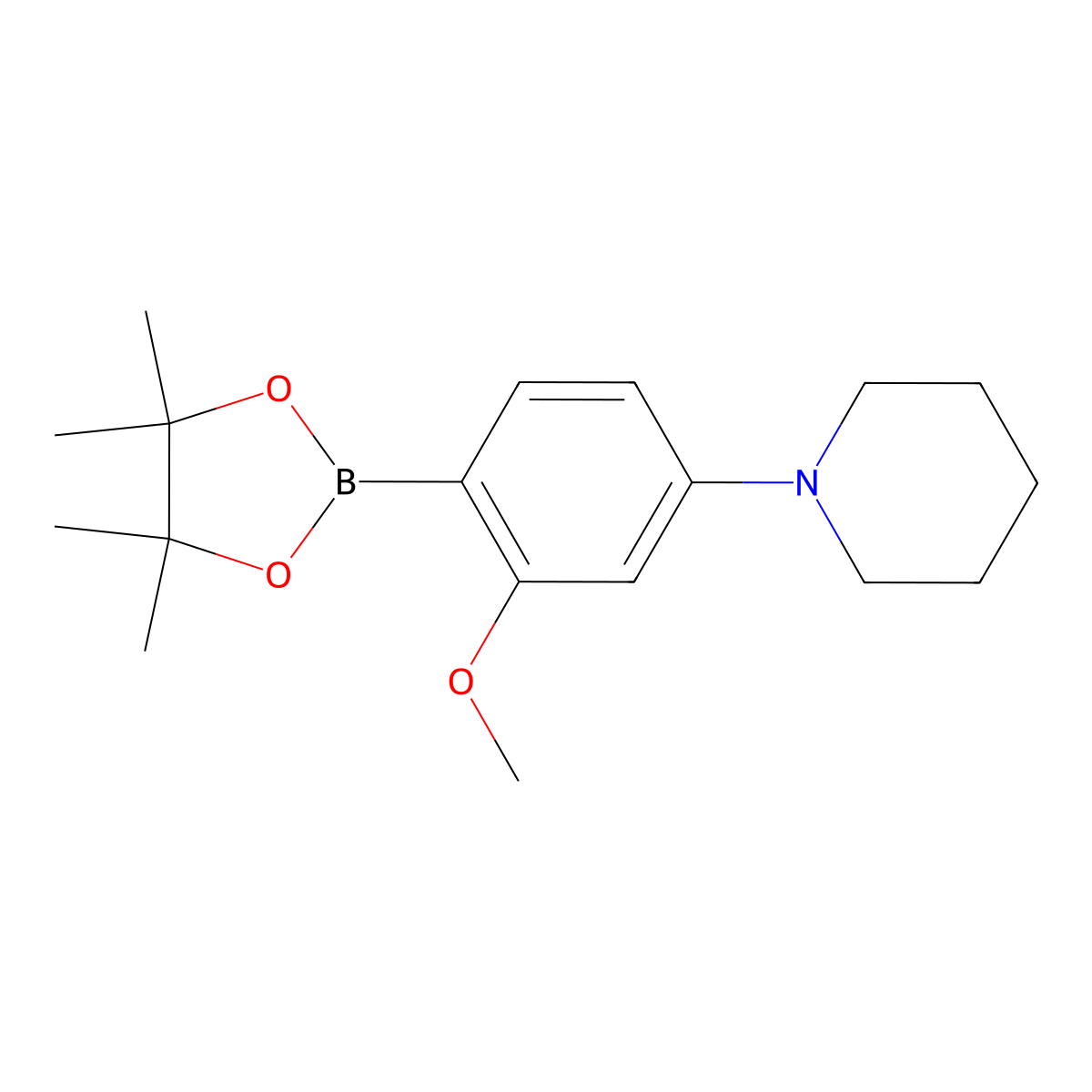 2-Methoxy-4-(piperidin-1-yl)phenylboronic acid pinacol ester molecular structure, CAS 1366131-52-3