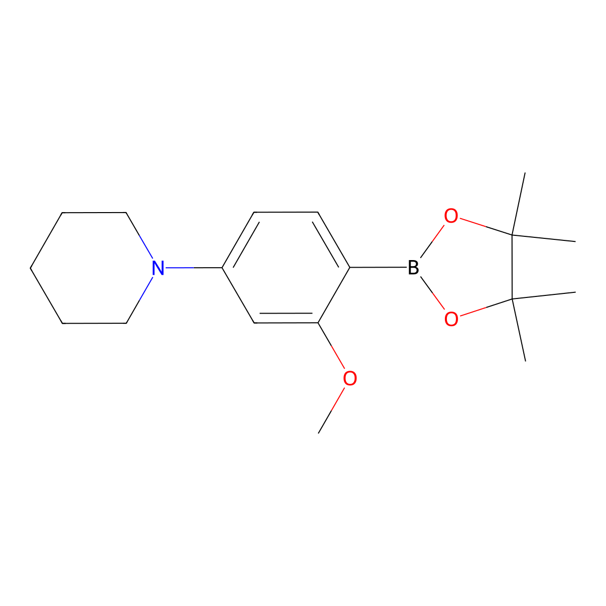 2-Methoxy-4-(piperidin-1-yl)phenylboronic acid pinacol ester molecular structure, CAS 1366131-52-3
