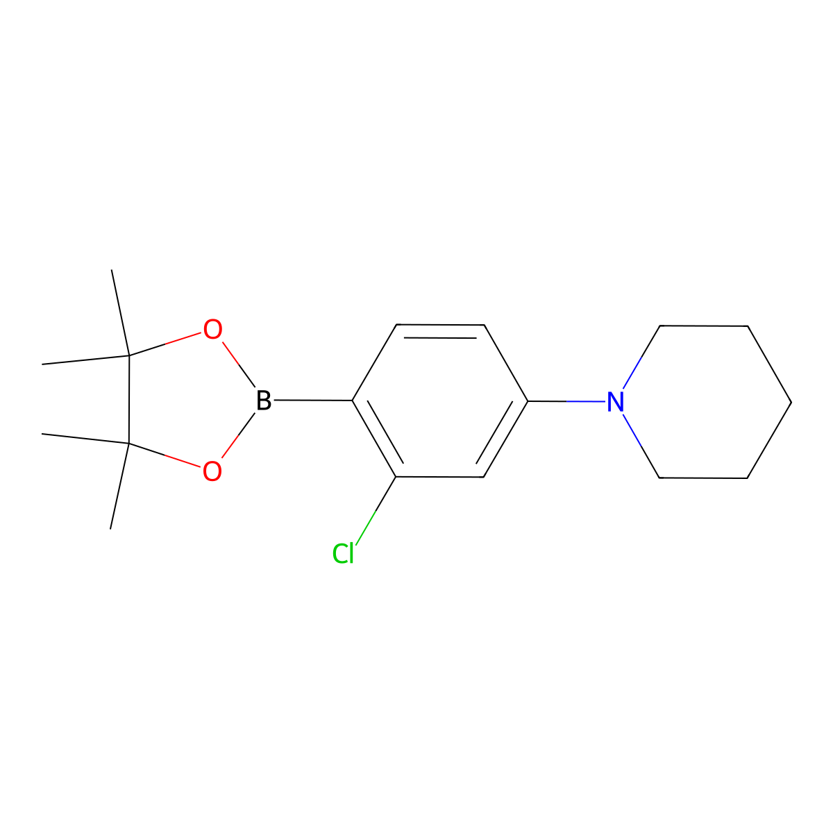 2-Chloro-4-(piperidino)phenylboronic acid pinacol ester molecular structure, CAS 1366131-55-6