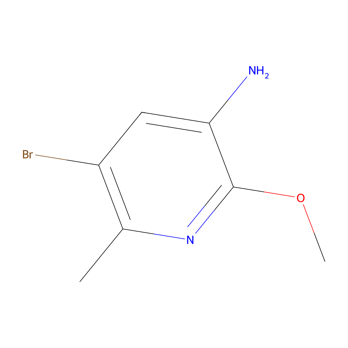 5-Bromo-2-methoxy-6-methylpyridin-3-amine molecular structure, CAS 1366131-61-4