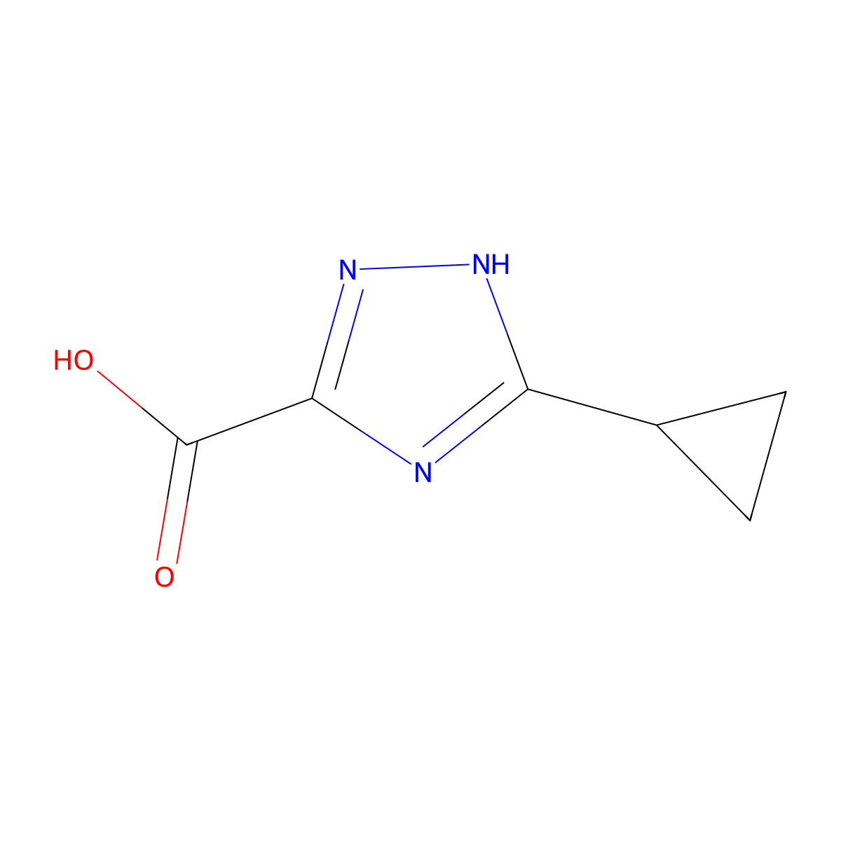 3-cyclopropyl-1H-1,2,4-triazole-5-carboxylic acid molecular structure, CAS 1366142-36-0