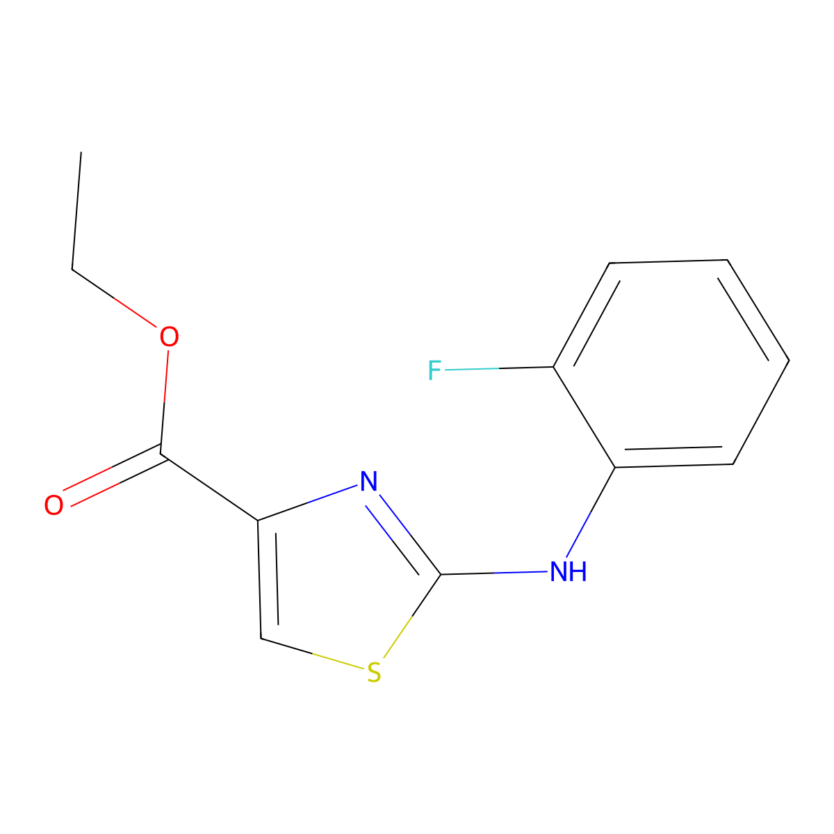 Ethyl 2-[(2-fluorophenyl)amino]-1,3-thiazole-4-carboxylate molecular structure, CAS 1366234-05-0