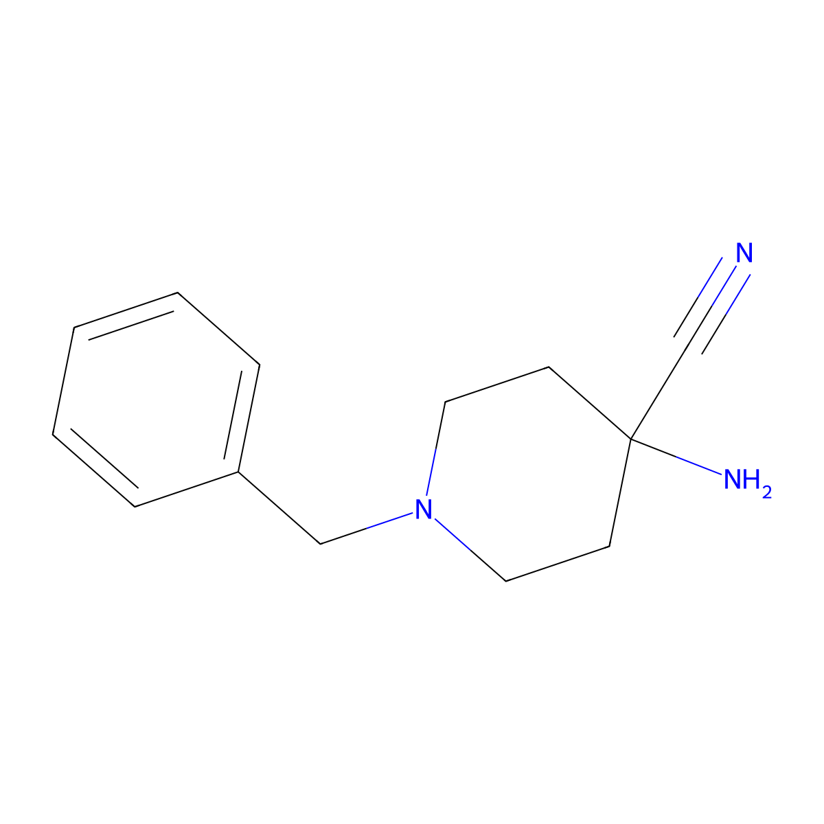 4-Amino-1-benzylpiperidine-4-carbonitrile molecular structure, CAS 136624-42-5