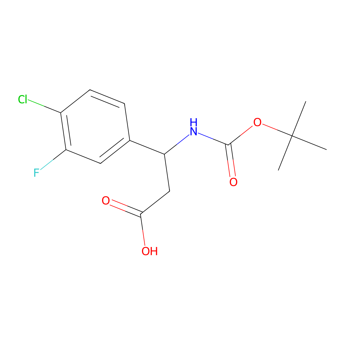 (3S)-3-{[(tert-butoxy)carbonyl]amino}-3-(4-chloro-3-fluorophenyl)propanoic acid molecular structure, CAS 1366247-99-5