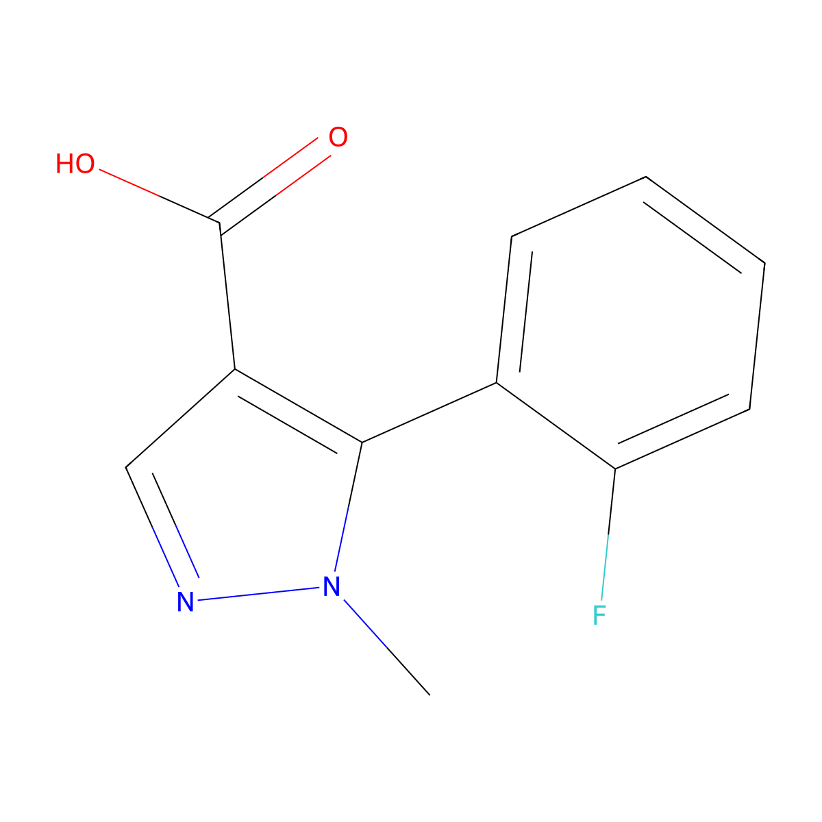 5-(2-fluorophenyl)-1-methyl-1H-pyrazole-4-carboxylic acid molecular structure, CAS 1366259-53-1