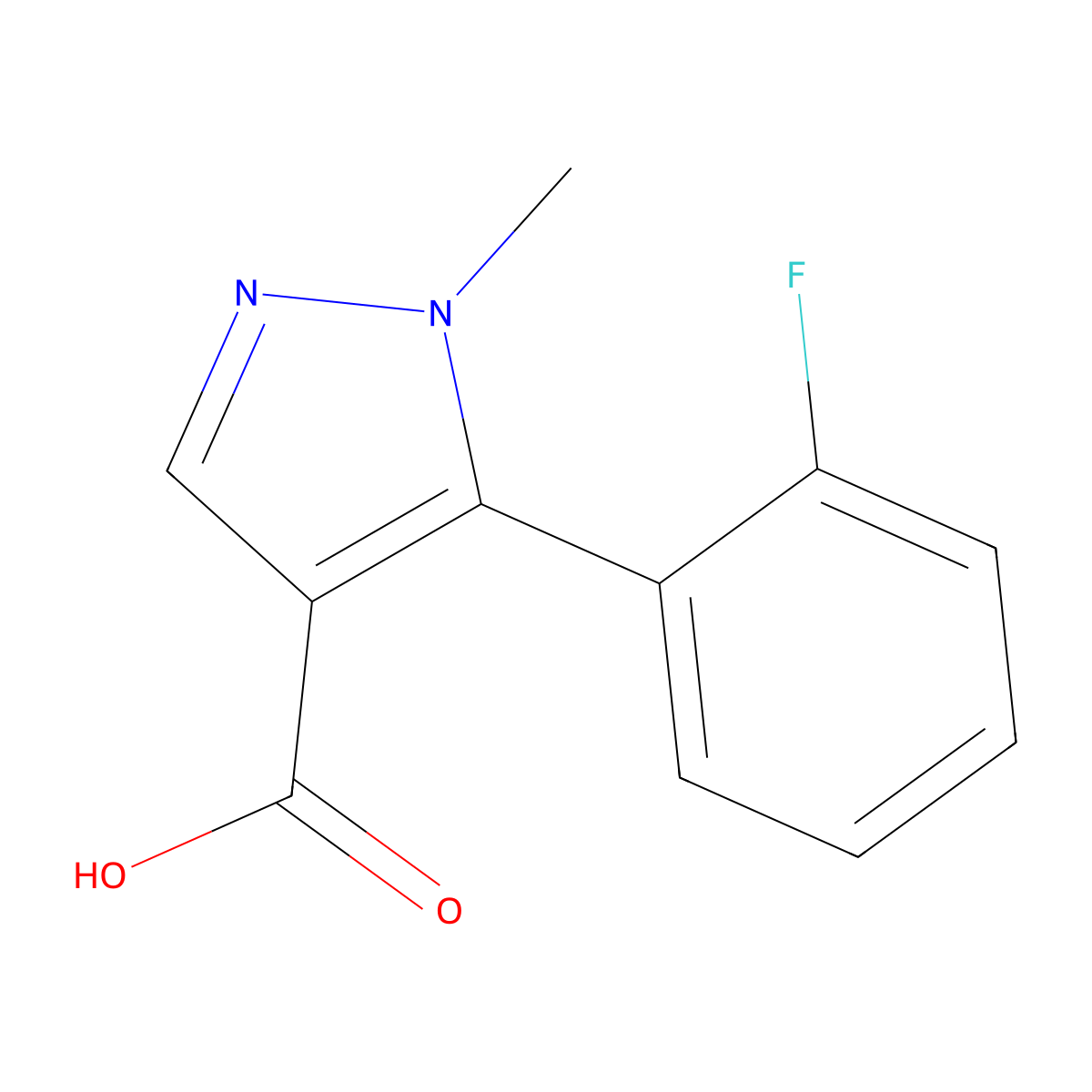 5-(2-fluorophenyl)-1-methyl-1H-pyrazole-4-carboxylic acid molecular structure, CAS 1366259-53-1