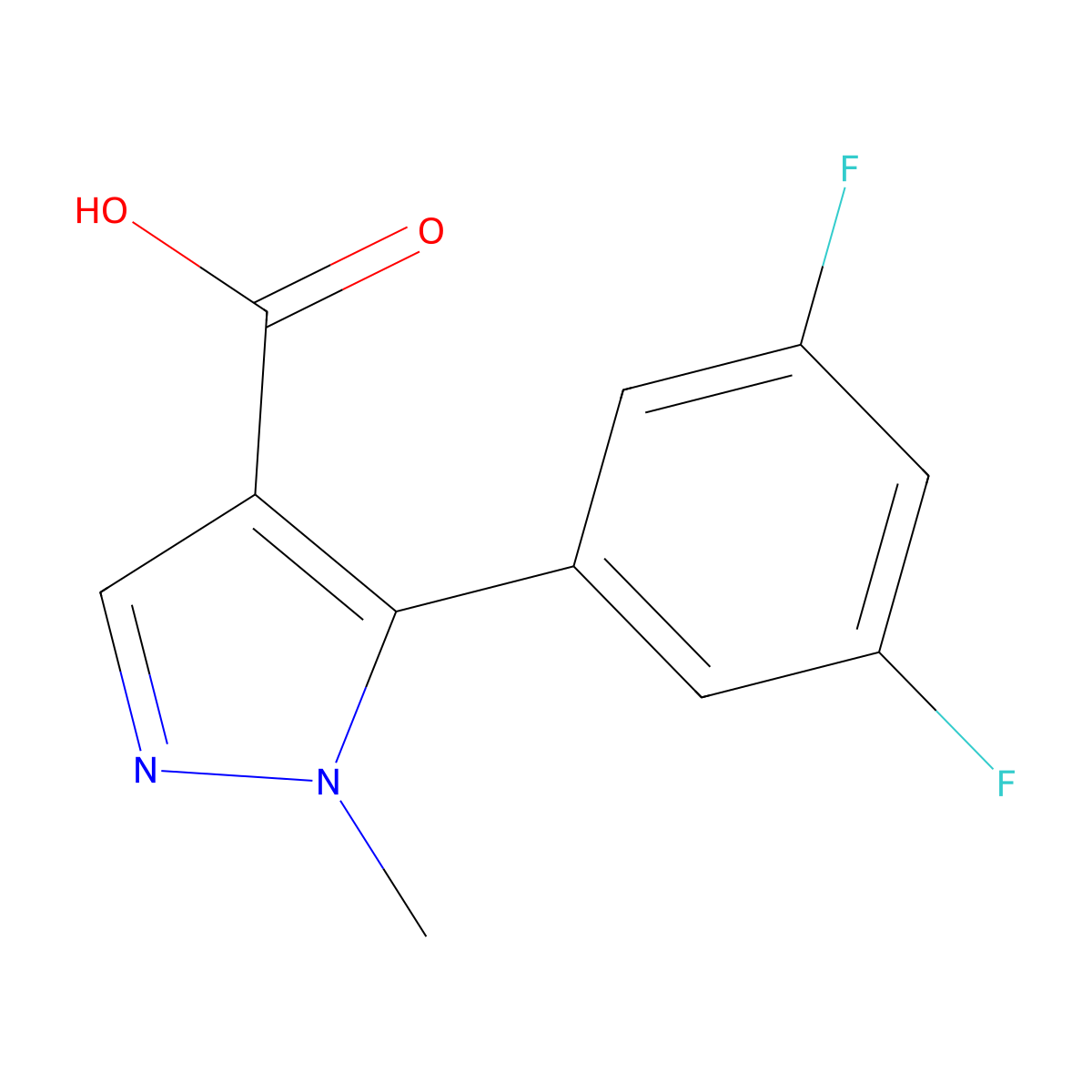 5-(3,5-difluorophenyl)-1-methyl-1H-pyrazole-4-carboxylic acid molecular structure, CAS 1366259-70-2