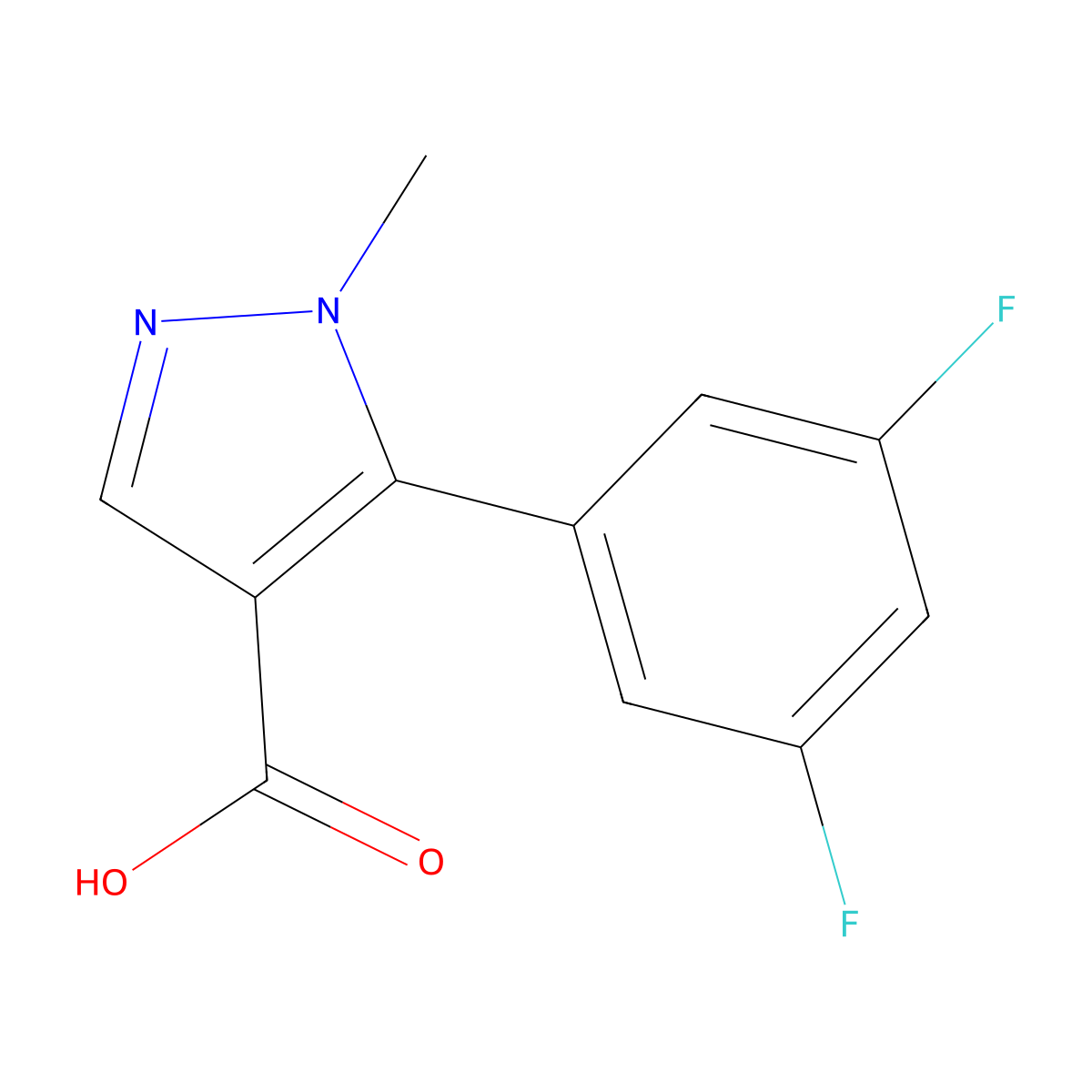 5-(3,5-difluorophenyl)-1-methyl-1H-pyrazole-4-carboxylic acid molecular structure, CAS 1366259-70-2