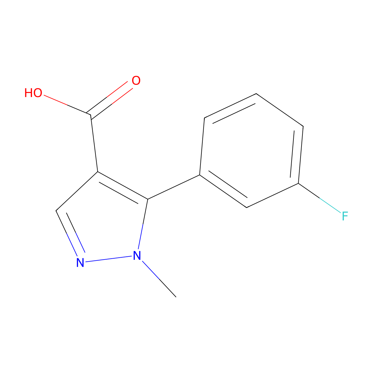 5-(3-fluorophenyl)-1-methyl-1H-pyrazole-4-carboxylic acid molecular structure, CAS 1366261-30-4